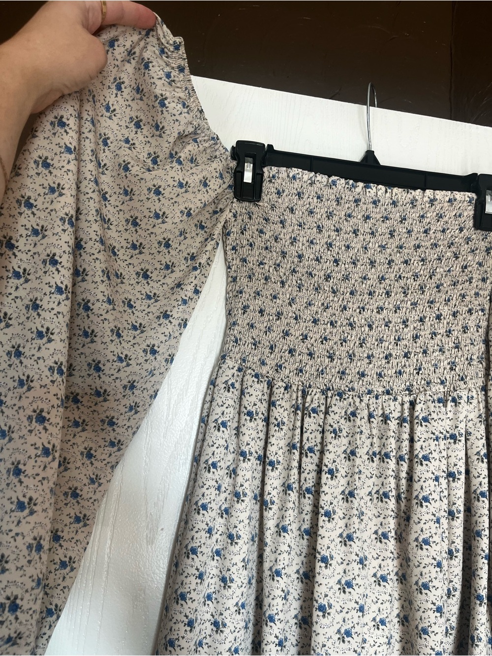 Nothing fits but floral maxi dress - Blue Floral on Cream